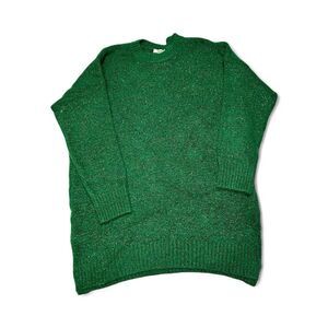 NWT Koton Sweater In Green with Gold Metallic Thread Size L Holidays Christmas